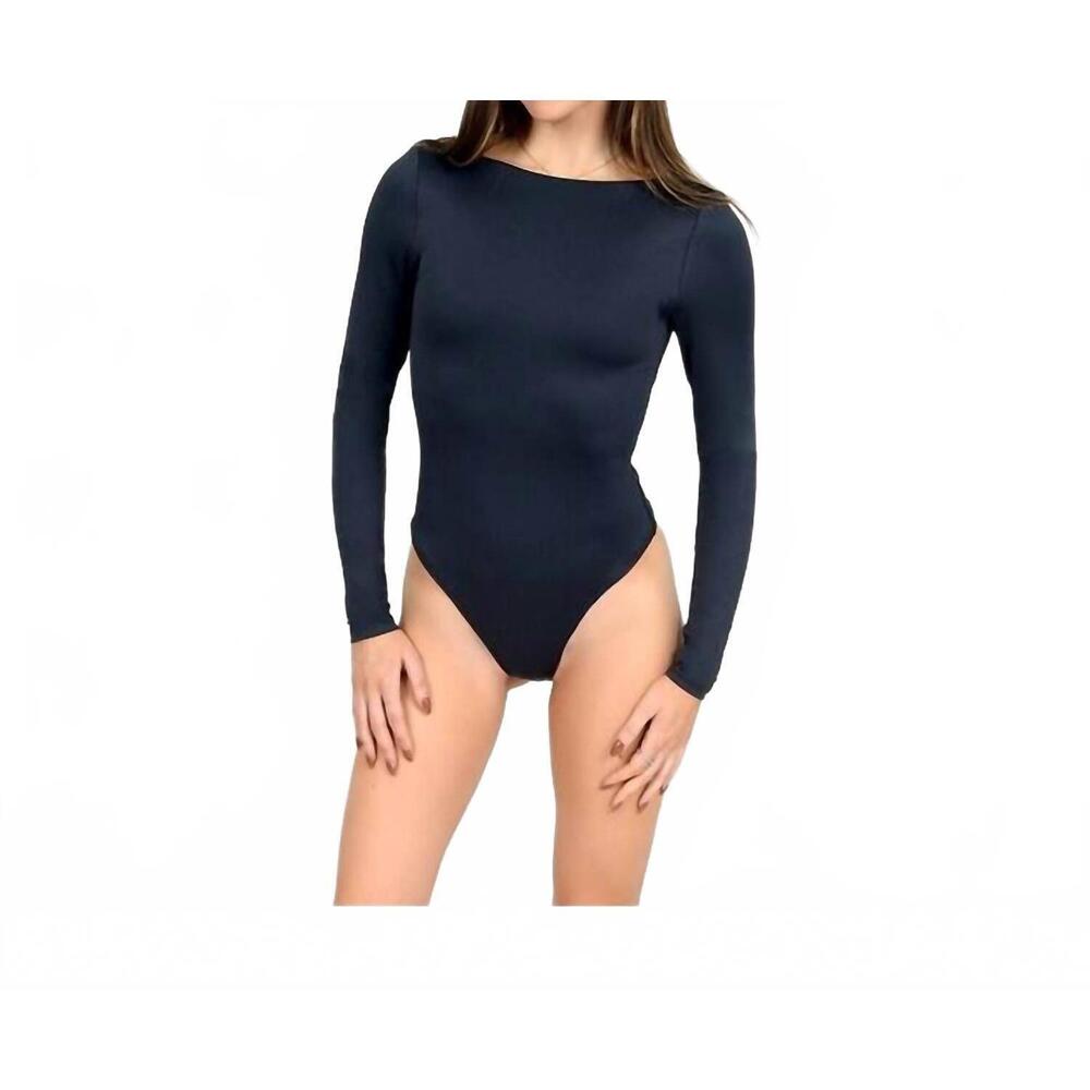 NEW RD STYLE boatneck long sleeve bodysuit in black